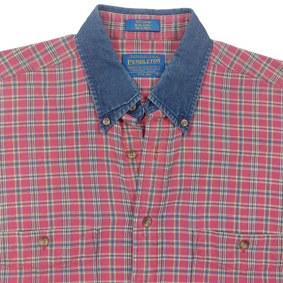 Pendleton Shirt Mens Sz M Denim Western Yoke Pockets Rodeo Cotton Rockabilly - Picture 3 of 9